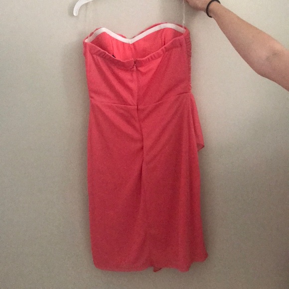CORAL CHIFFON STRAPLESS DRESS - Picture 2 of 2